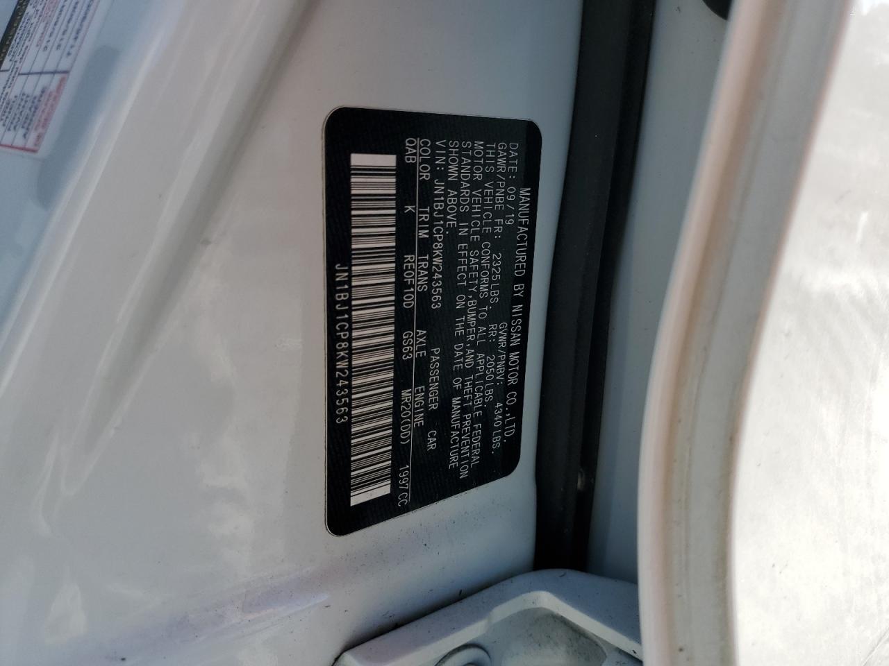 2019 Nissan Rogue Sport S VIN: JN1BJ1CP8KW243563 Lot: 84391215