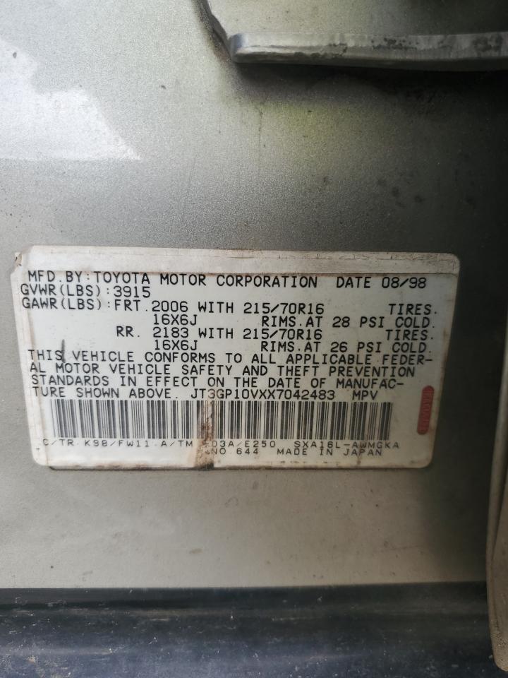 1999 Toyota Rav4 VIN: JT3GP10VXX7042483 Lot: 83806595