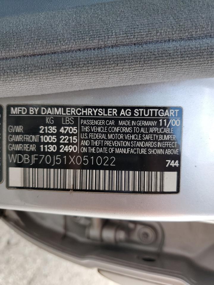 2001 Mercedes-Benz E 430 VIN: WDBJF70J51X051022 Lot: 81104045