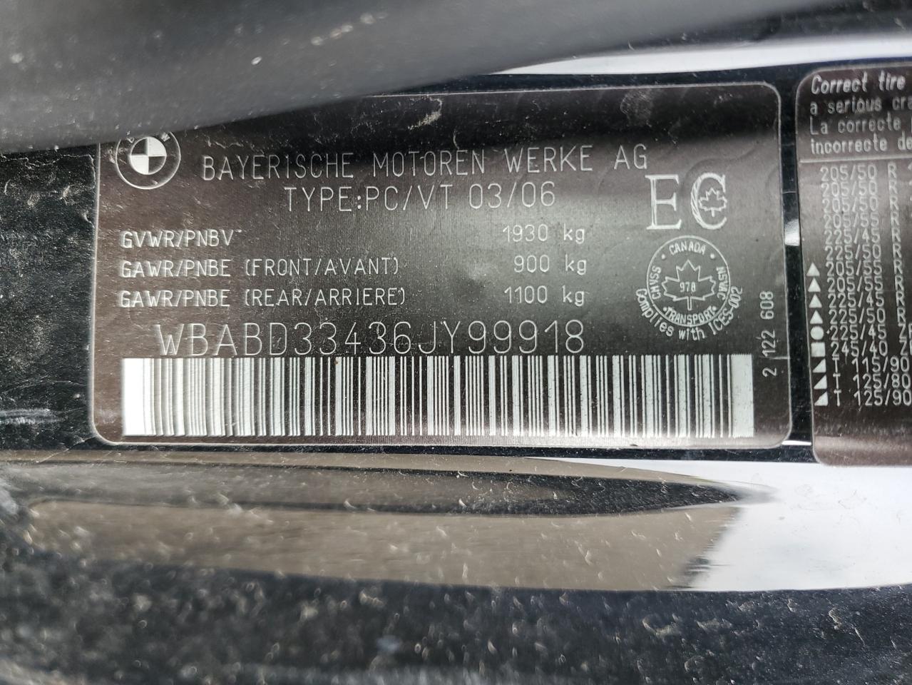 2006 BMW 325 Ci VIN: WBABD33436JY99918 Lot: 80782225