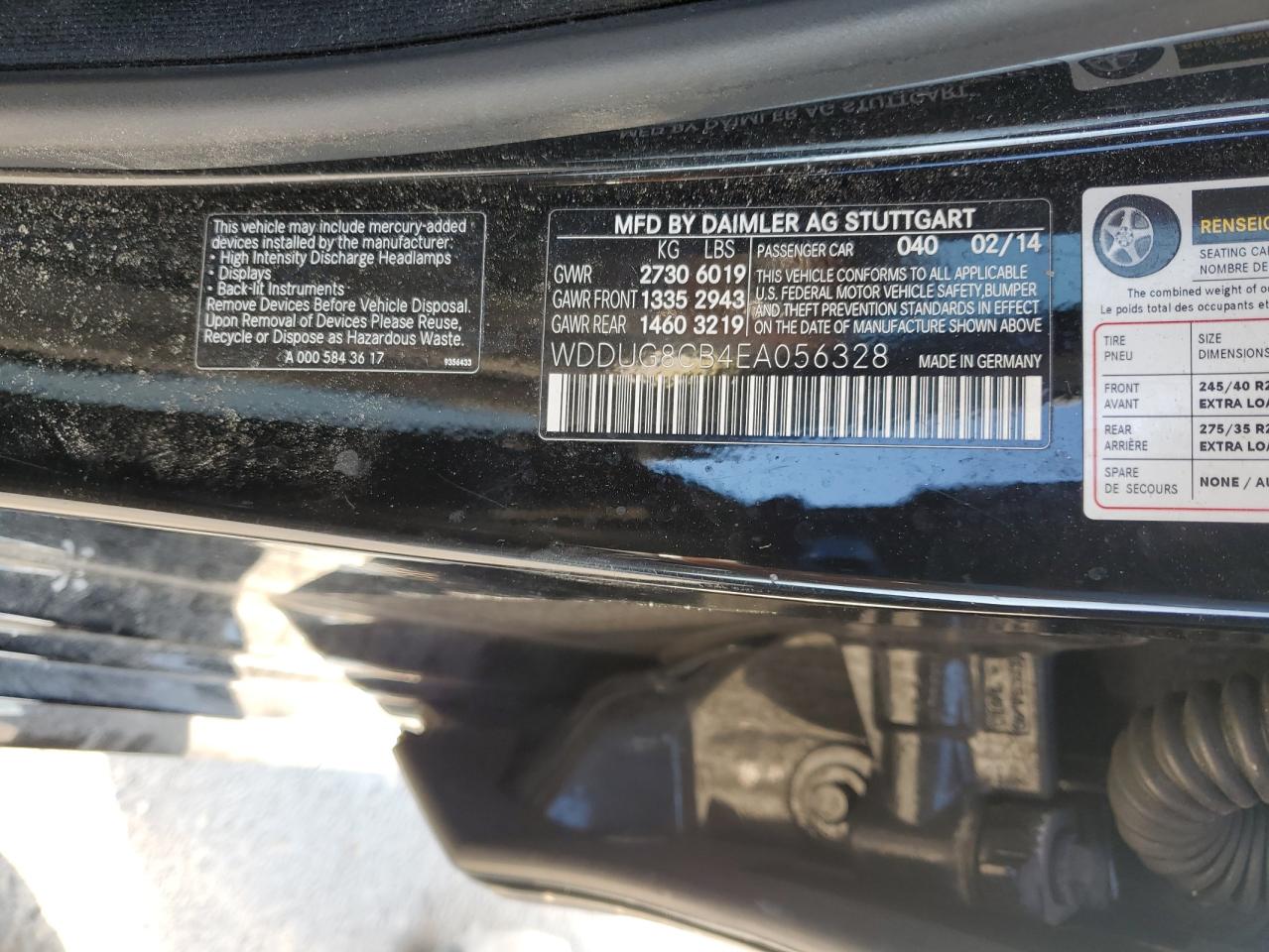 2014 Mercedes-Benz S 550 VIN: WDDUG8CB4EA056328 Lot: 71171735
