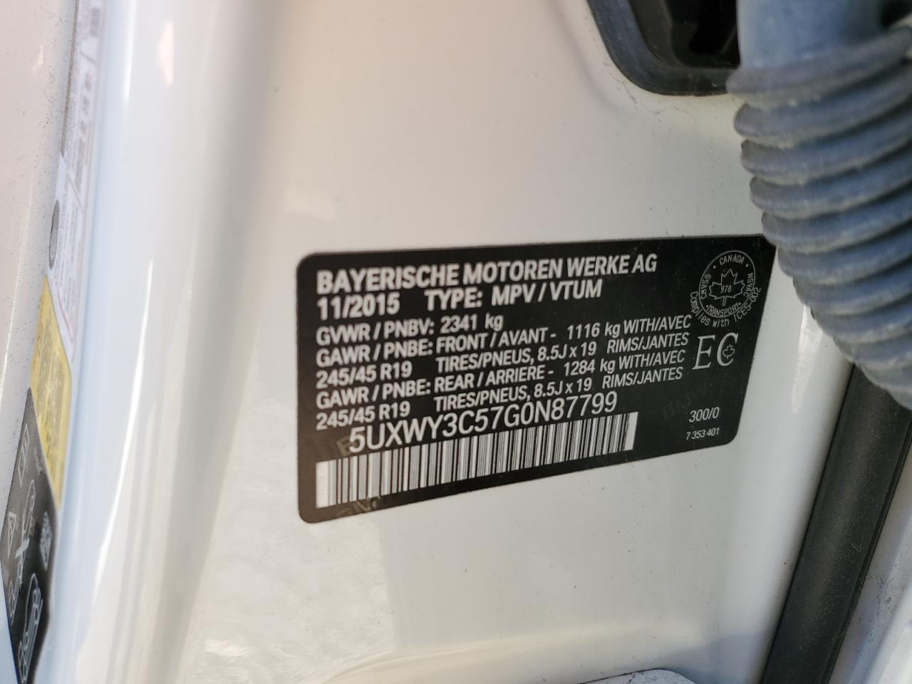 2016 BMW X3 xDrive28D VIN: 5UXWY3C57G0N87799 Lot: 84780815