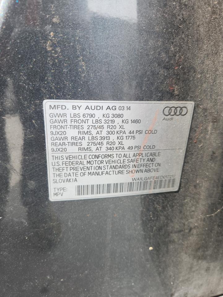 2014 Audi Q7 Premium Plus VIN: WA1LGAFE4ED017217 Lot: 81792715