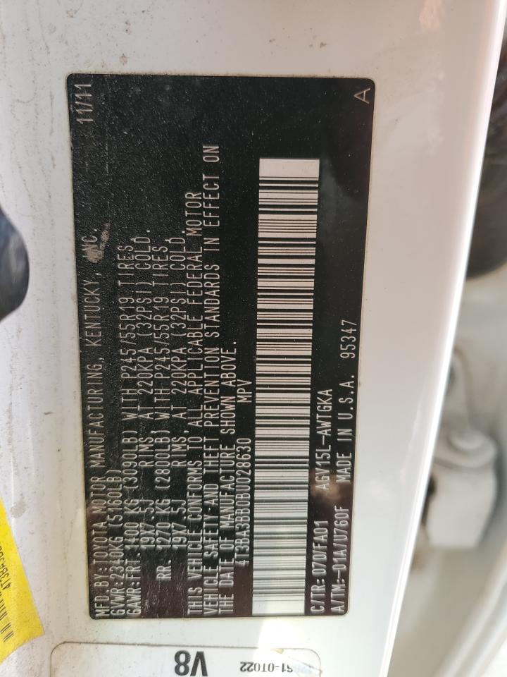 2011 Toyota Venza VIN: 4T3BA3BB0BU028630 Lot: 71469965