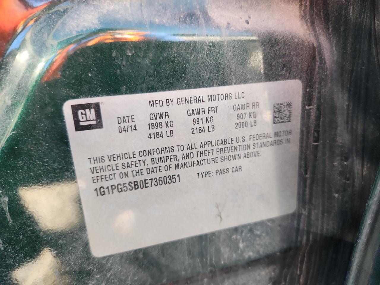 2014 Chevrolet Cruze Ltz VIN: 1G1PG5SB0E7360351 Lot: 82094575