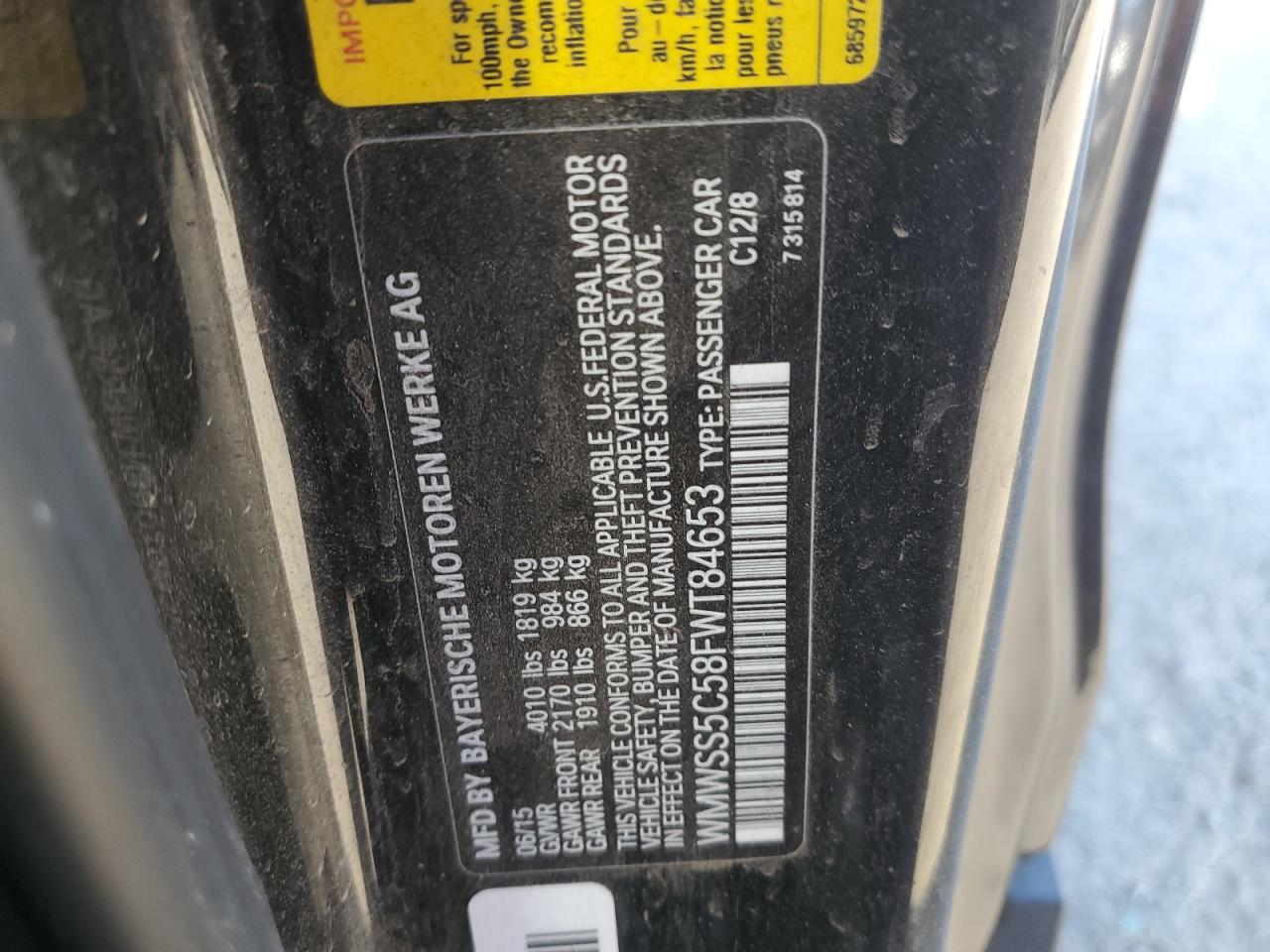 2015 Mini Cooper S Paceman VIN: WMWSS5C58FWT84653 Lot: 81322155