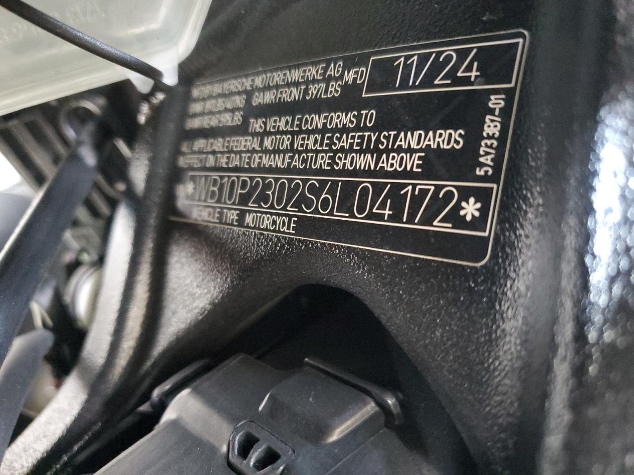 2025 BMW S 1000 Rr VIN: WB10P2302S6L04172 Lot: 80541485