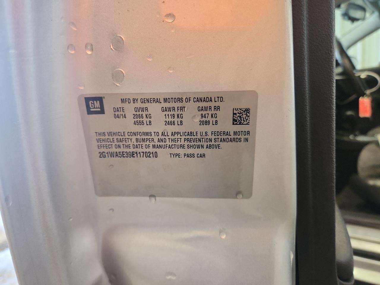 2014 Chevrolet Impala Limited Ls VIN: 2G1WA5E39E1170210 Lot: 84045825