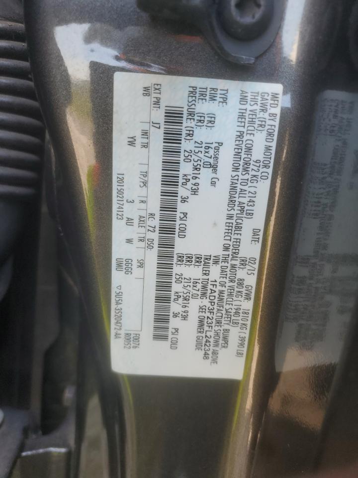 2015 Ford Focus Se VIN: 1FADP3F23FL242348 Lot: 80915465