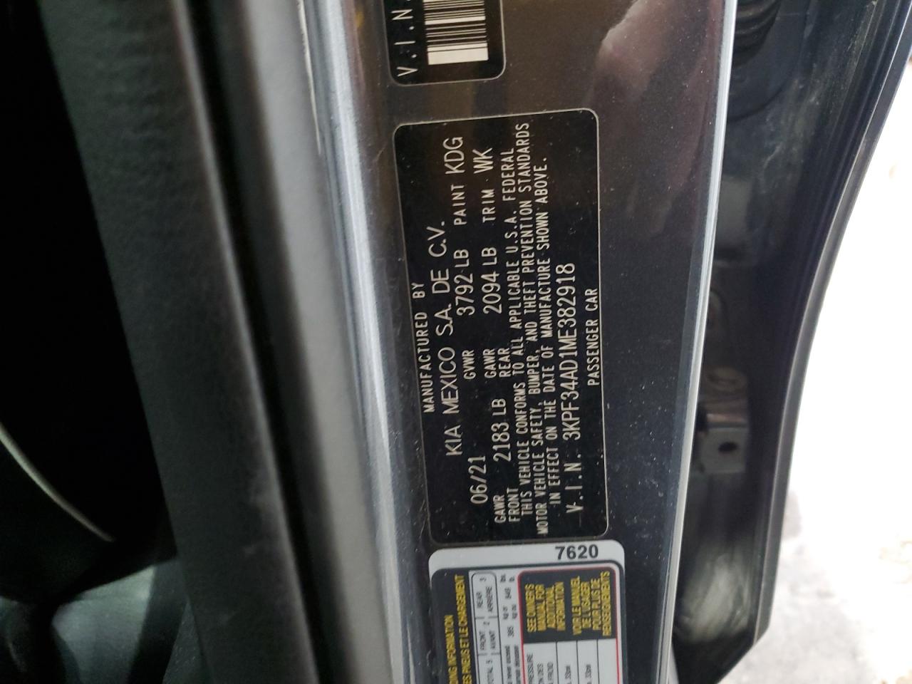 2021 Kia Forte Gt Line VIN: 3KPF34AD1ME382918 Lot: 81057715