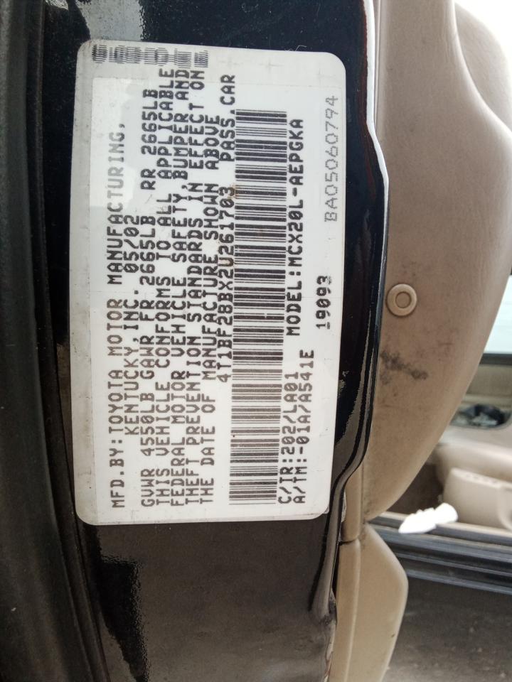 2002 Toyota Avalon Xl VIN: 4T1BF28BX2U261703 Lot: 80477655
