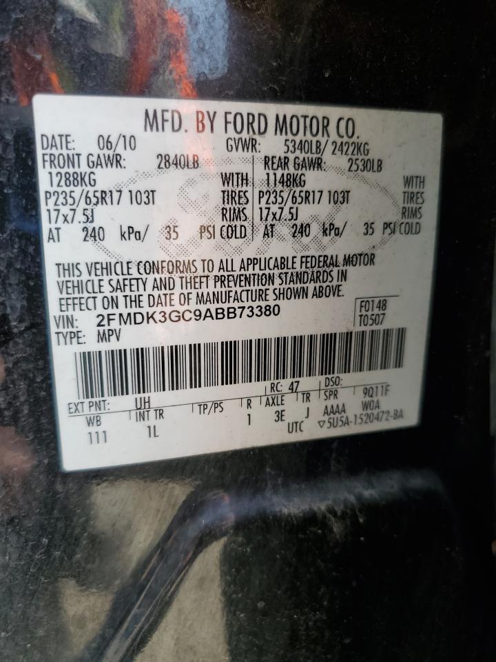 2010 Ford Edge Se VIN: 2FMDK3GC9ABB73380 Lot: 80481145