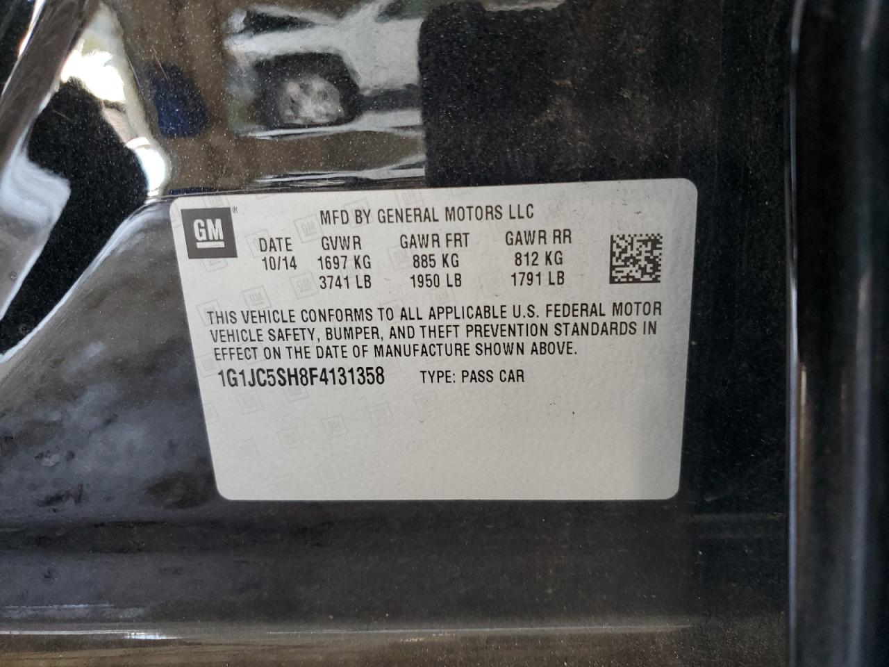 2015 Chevrolet Sonic Lt VIN: 1G1JC5SH8F4131358 Lot: 71789785