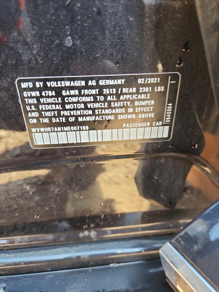 2021 Volkswagen Arteon Sel R-Line VIN: WVWHR7AN1ME007169 Lot: 80825565