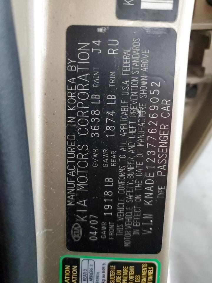 2007 Kia Rio Base VIN: KNADE123776269052 Lot: 81783105