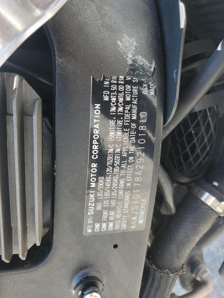 2009 Suzuki Gsx-R1000 VIN: JS1GT78A292101810 Lot: 81453805