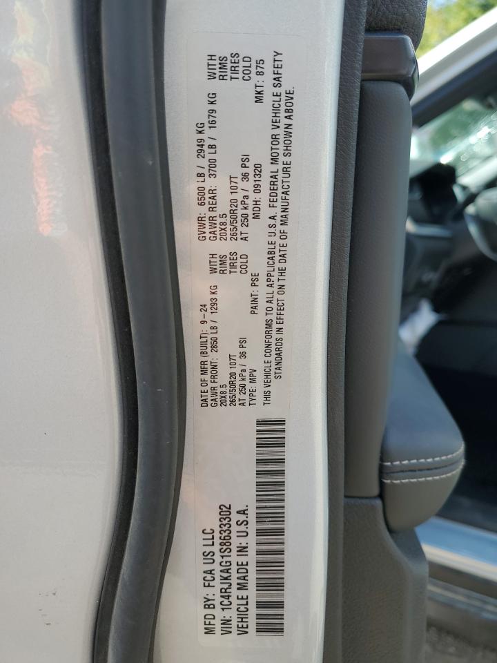 2025 Jeep Grand Cherokee L Laredo VIN: 1C4RJKAG1S8633302 Lot: 71873175