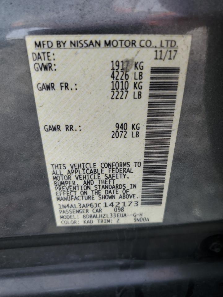 2018 Nissan Altima 2.5 VIN: 1N4AL3AP6JC142173 Lot: 84603625