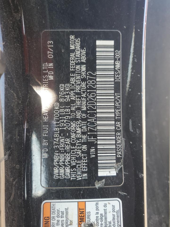 2013 Subaru Brz 2.0 Limited VIN: JF1ZCAC12D2612872 Lot: 84200555