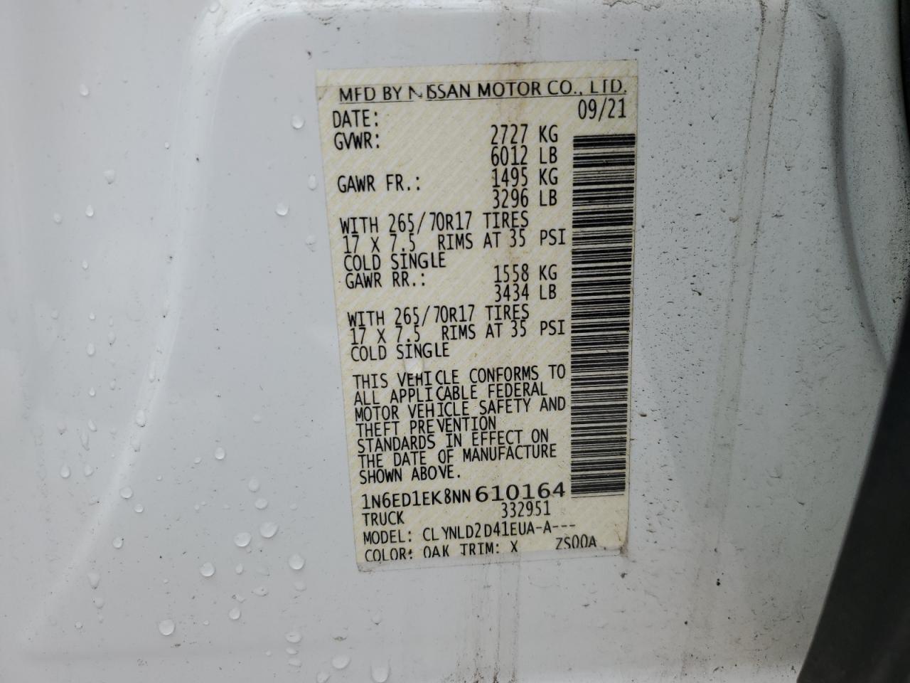 2022 Nissan Frontier S VIN: 1N6ED1EK8NN610164 Lot: 83932165