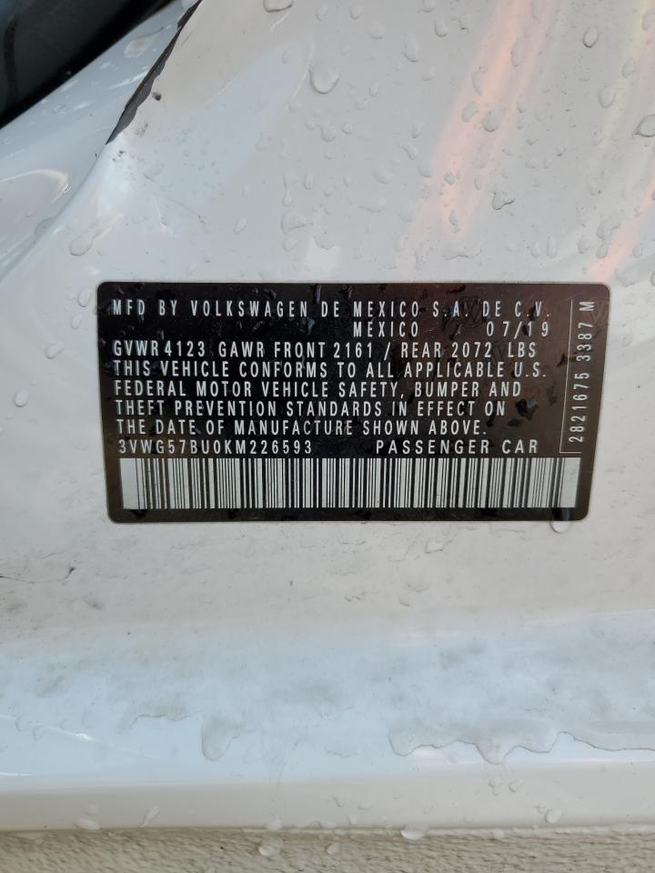 2019 Volkswagen Jetta Sel Premium VIN: 3VWG57BU0KM226593 Lot: 80095325