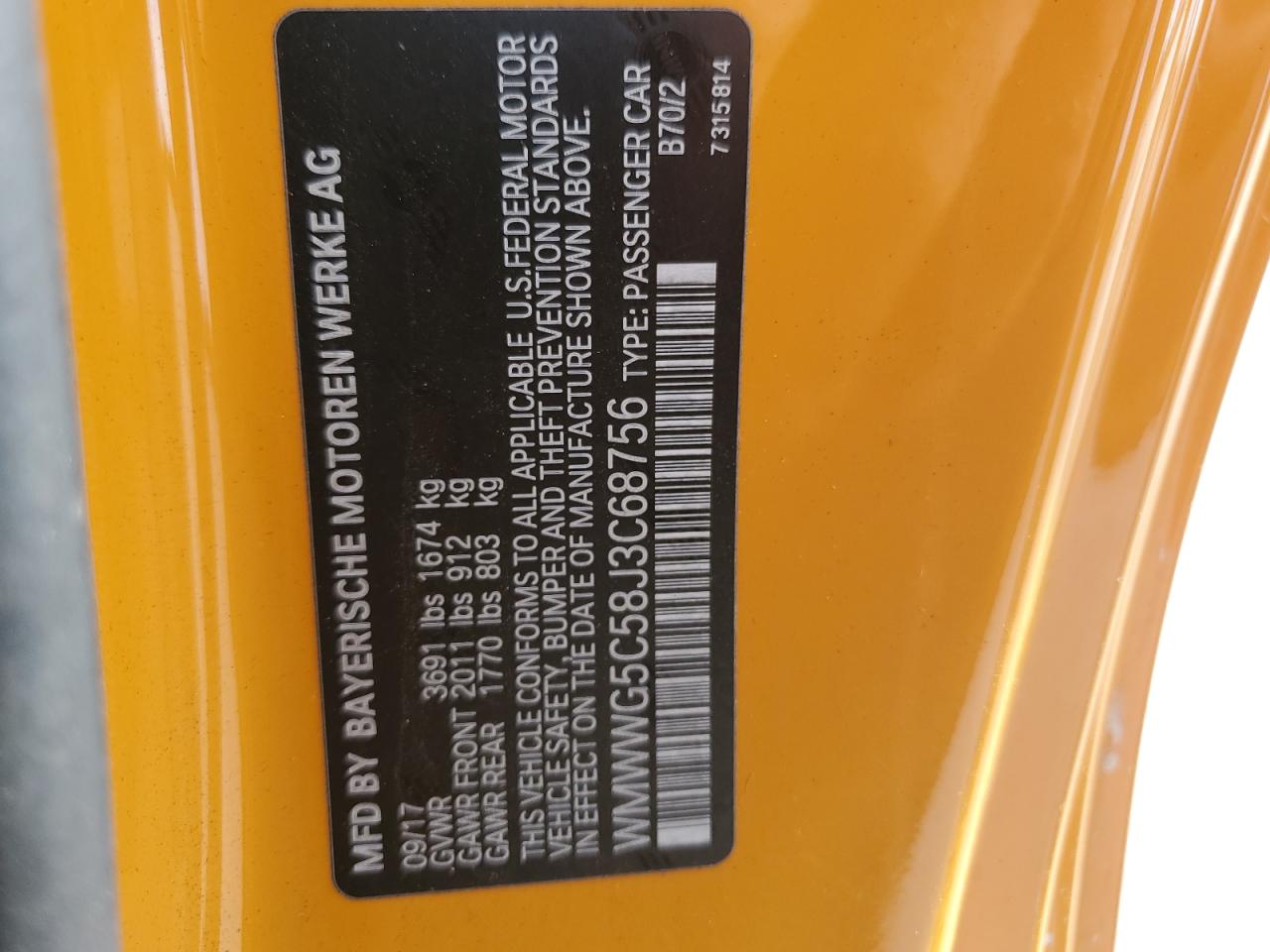 2018 Mini Cooper VIN: WMWWG5C58J3C68756 Lot: 80652075