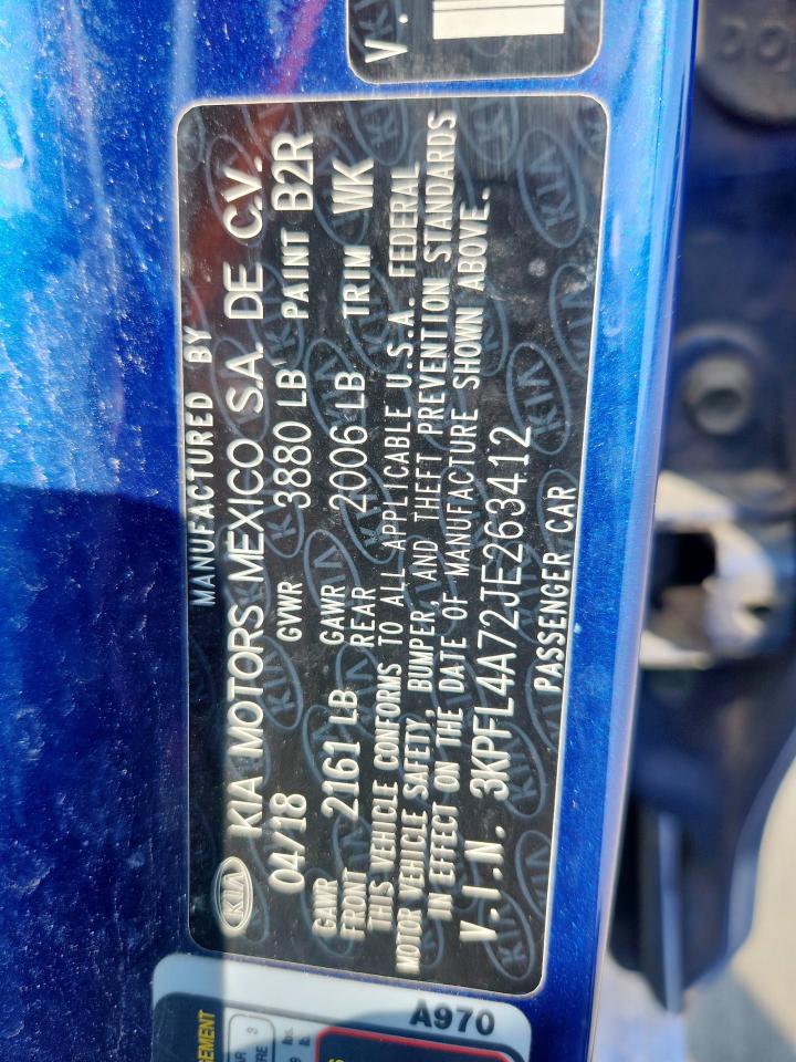 2018 Kia Forte Lx VIN: 3KPFL4A72JE263412 Lot: 84888235