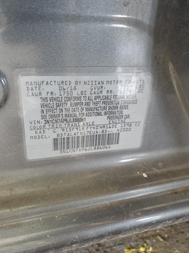 2018 Nissan Versa S VIN: 3N1CN7AP6JL886061 Lot: 81501955