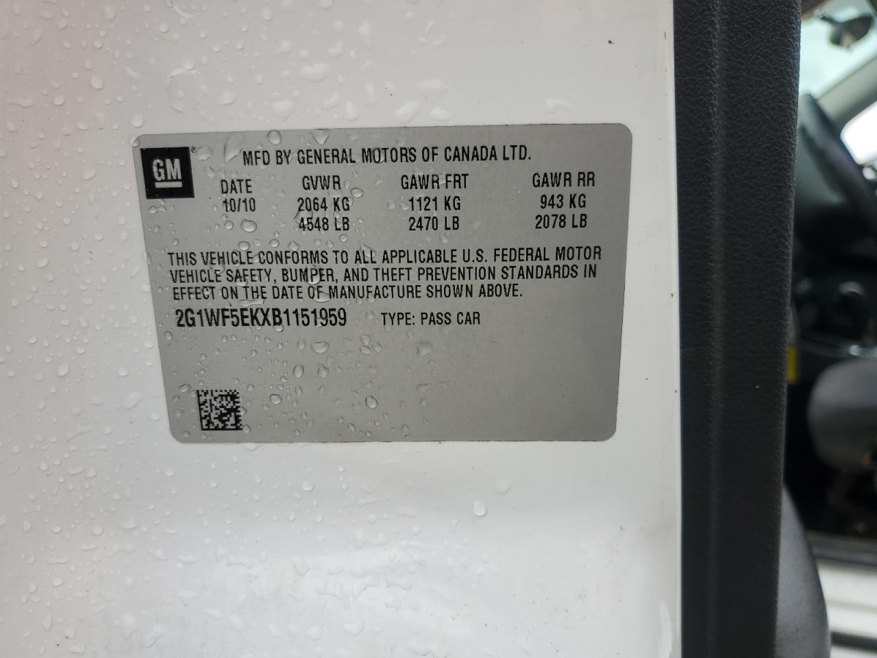 2011 Chevrolet Impala Ls VIN: 2G1WF5EKXB1151959 Lot: 81442975