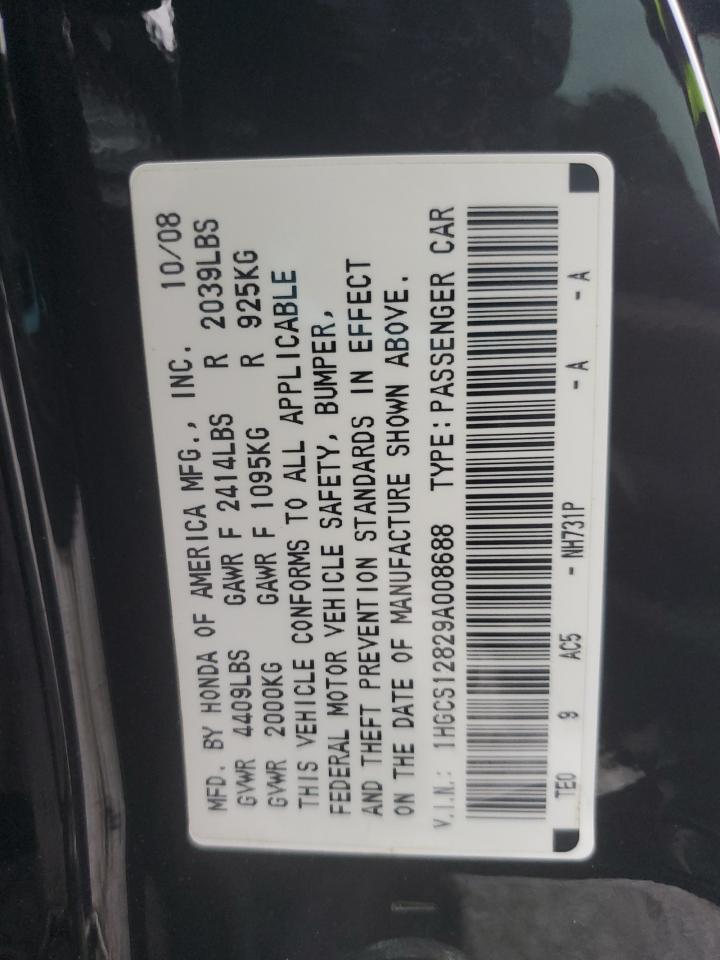 2009 Honda Accord Exl VIN: 1HGCS12829A008688 Lot: 84408345