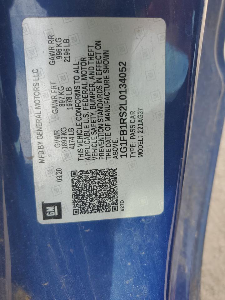 2020 Chevrolet Camaro Ls VIN: 1G1FB1RS2L0134052 Lot: 80569555