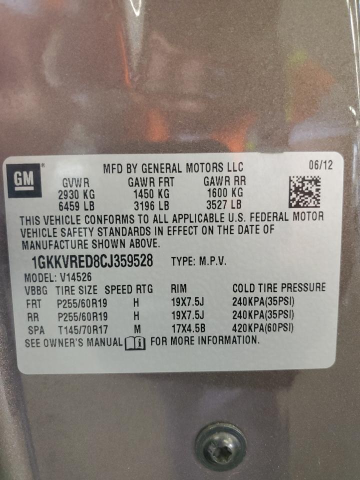 2012 GMC Acadia Slt-1 VIN: 1GKKVRED8CJ359528 Lot: 84476675