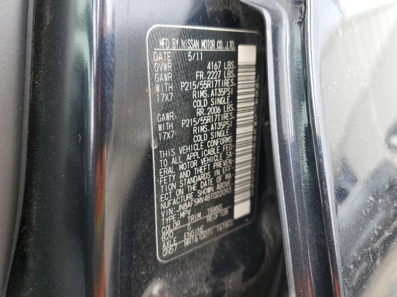 2011 Nissan Juke S VIN: JN8AF5MV4BT022093 Lot: 81598355