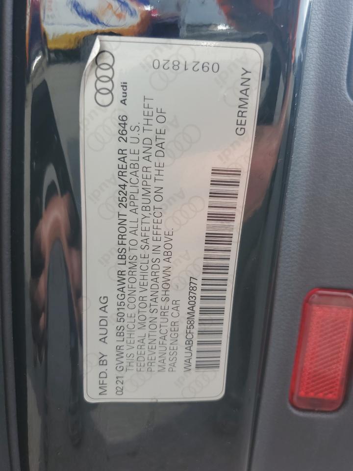 2021 Audi A5 Premium 40 VIN: WAUABCF58MA037877 Lot: 81758995