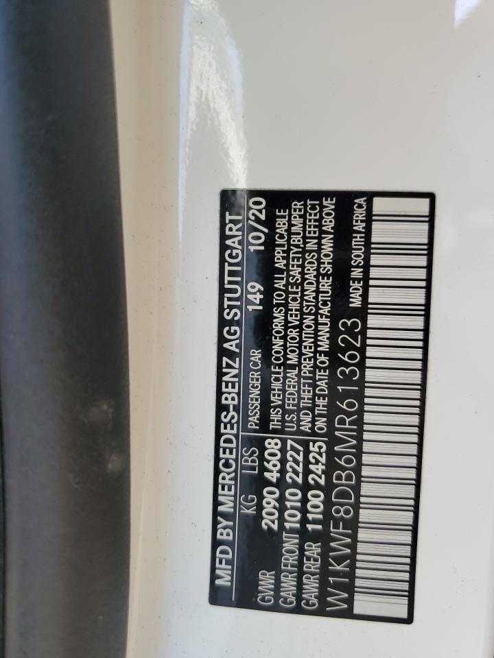 2021 Mercedes-Benz C 300 VIN: W1KWF8DB6MR613623 Lot: 80353865