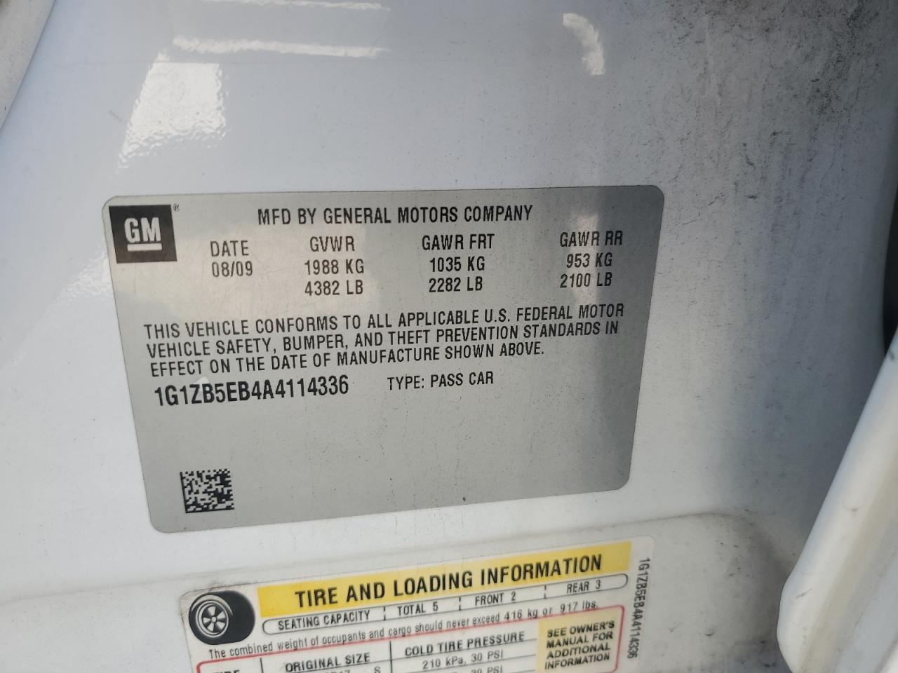 2010 Chevrolet Malibu Ls VIN: 1G1ZB5EB4A4114336 Lot: 80829785