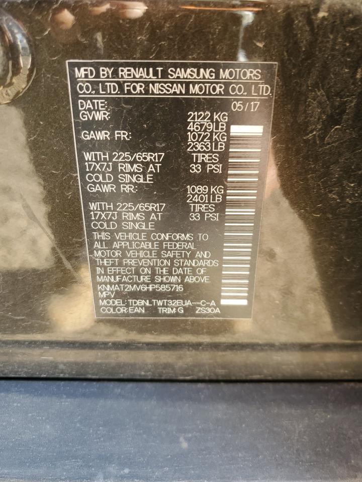 2017 Nissan Rogue S VIN: KNMAT2MV6HP585716 Lot: 80116805