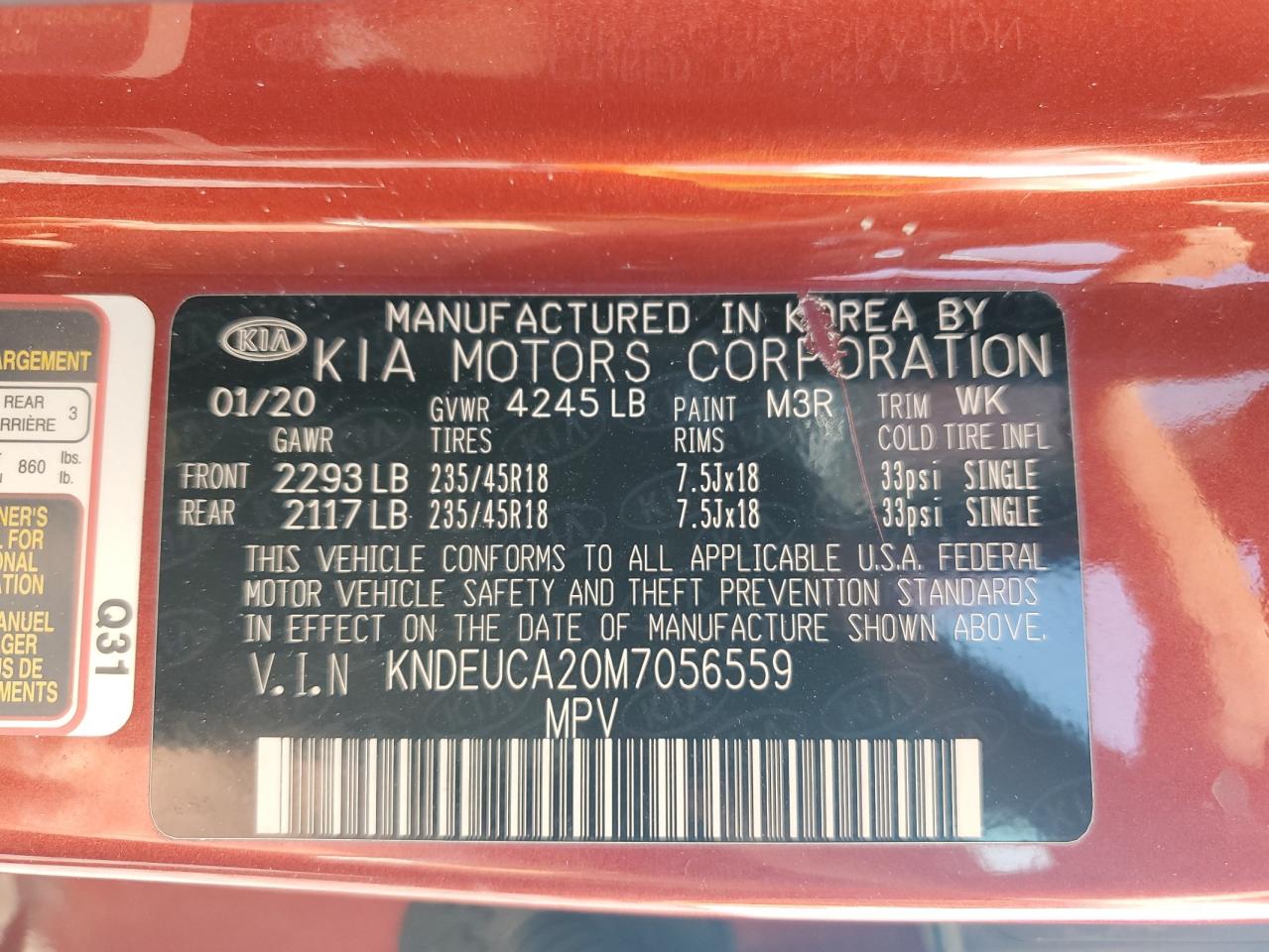 2021 Kia Seltos S VIN: KNDEUCA20M7056559 Lot: 80062395