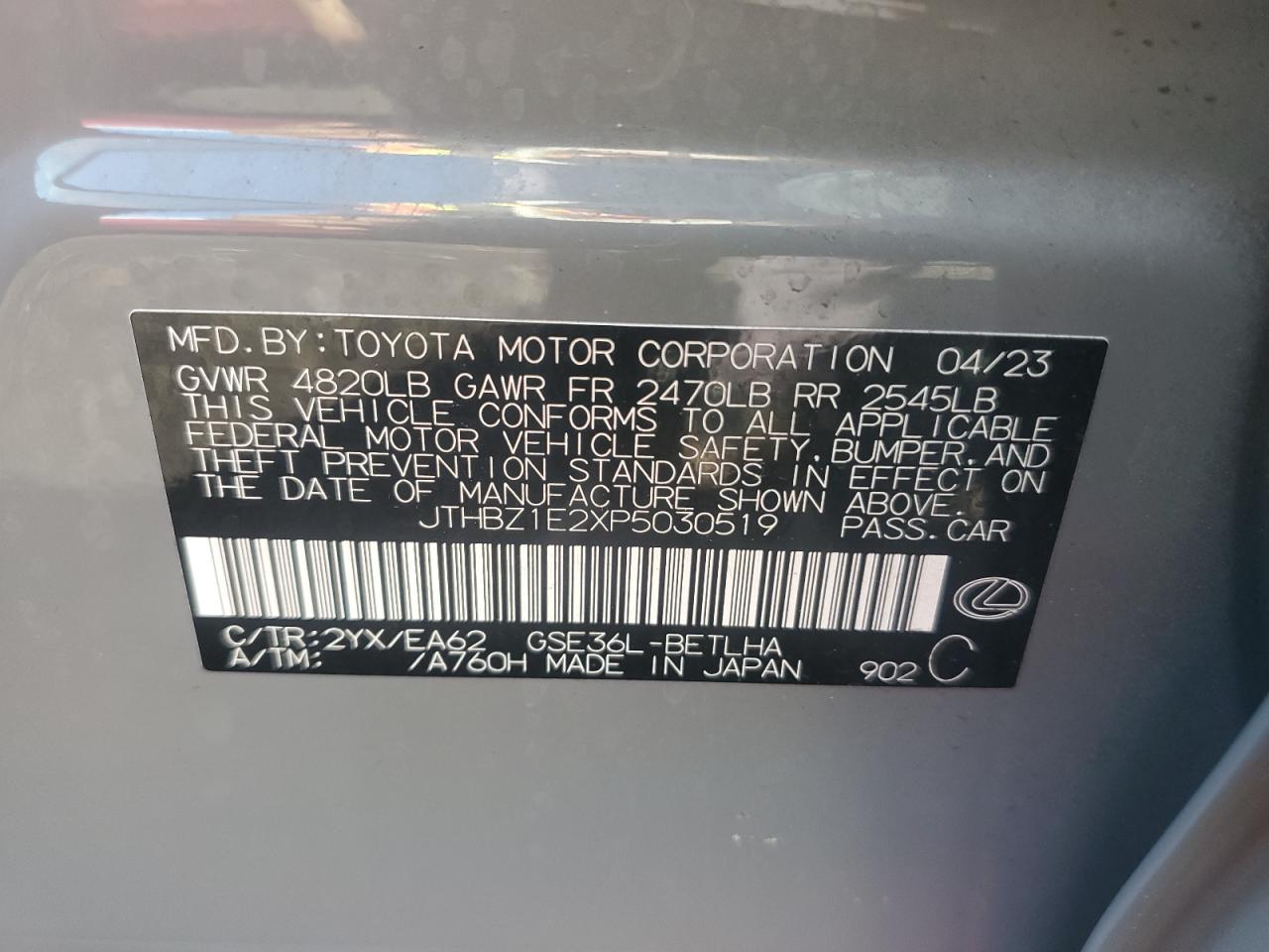 2023 Lexus Is 350 F Sport Design VIN: JTHBZ1E2XP5030519 Lot: 81812705