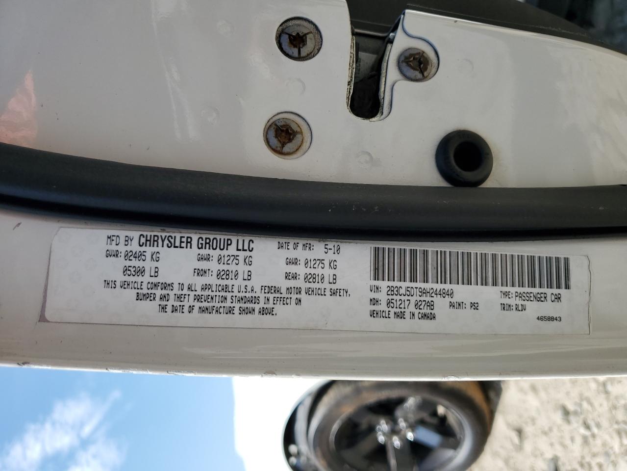 2010 Dodge Challenger R/T VIN: 2B3CJ5DT9AH244840 Lot: 81128325