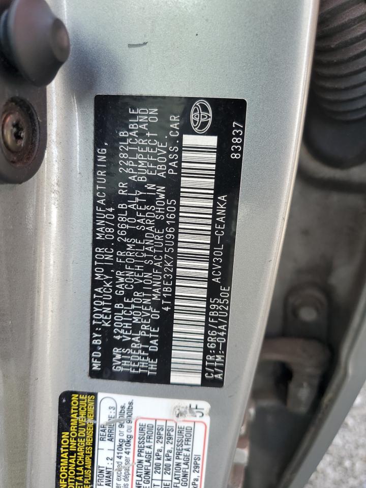 2005 Toyota Camry Le VIN: 4T1BE32K75U961605 Lot: 83893545