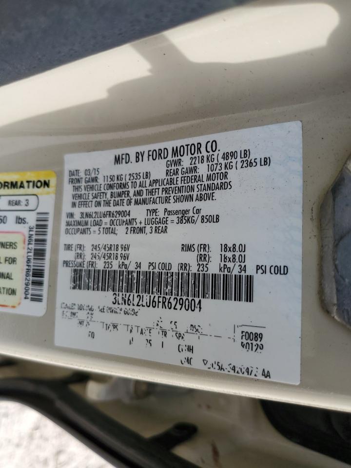 2015 Lincoln Mkz Hybrid VIN: 3LN6L2LU6FR629004 Lot: 81091625