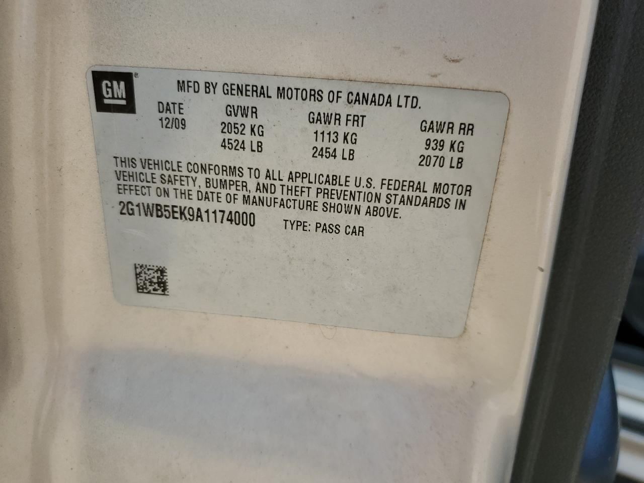 2010 Chevrolet Impala Lt VIN: 2G1WB5EK9A1174000 Lot: 81192125