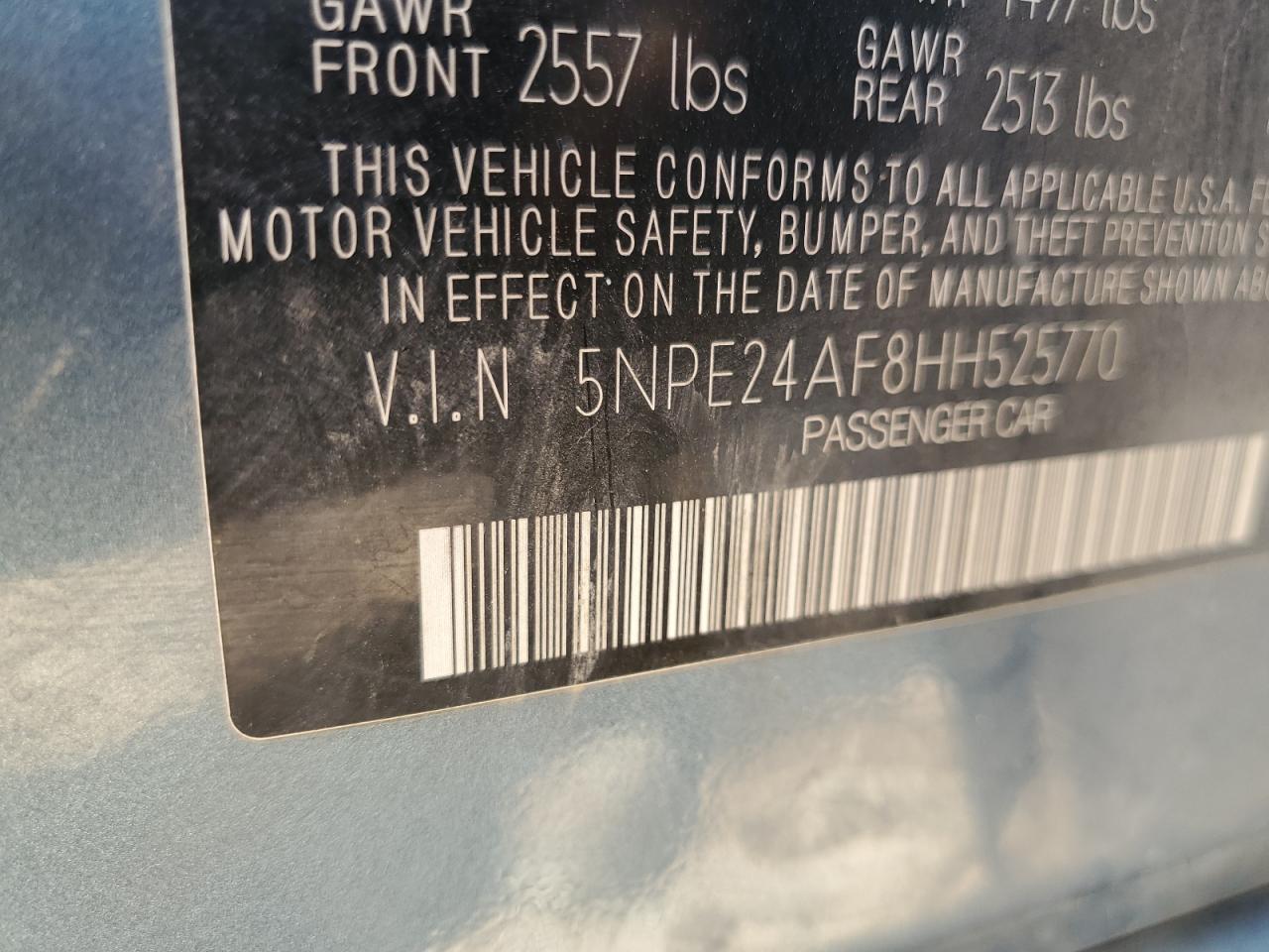 2017 Hyundai Sonata Se VIN: 5NPE24AF8HH525770 Lot: 72017545