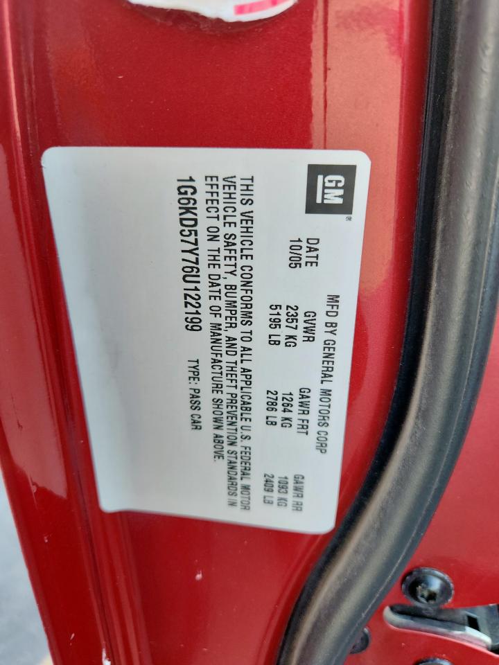 2006 Cadillac Dts VIN: 1G6KD57Y76U122199 Lot: 81374075