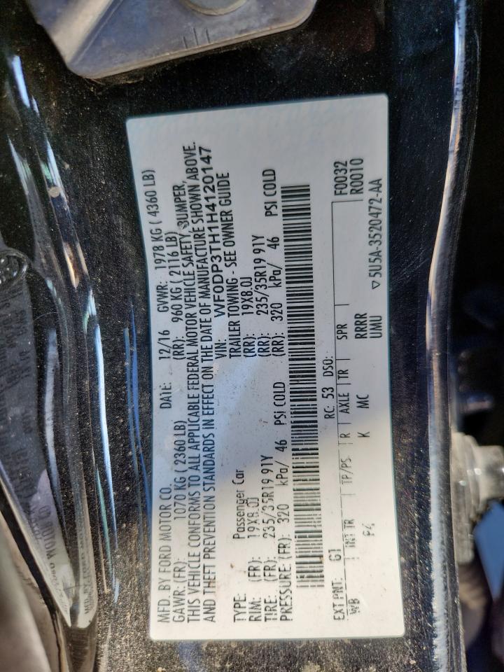 2017 Ford Focus Rs VIN: WF0DP3TH1H4120147 Lot: 84587585