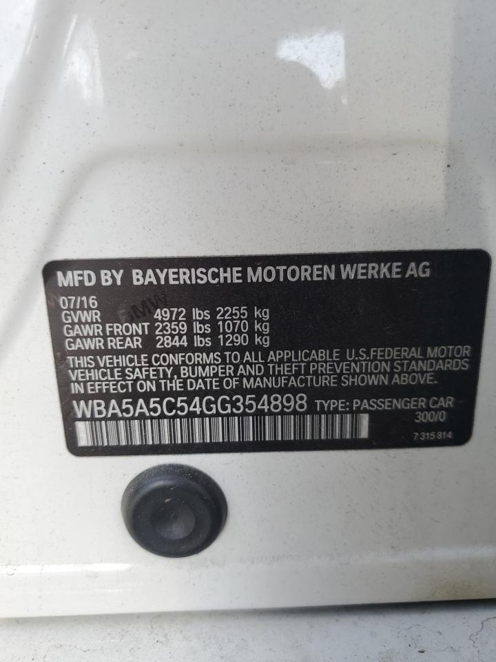 2016 BMW 528 I VIN: WBA5A5C54GG354898 Lot: 80375885