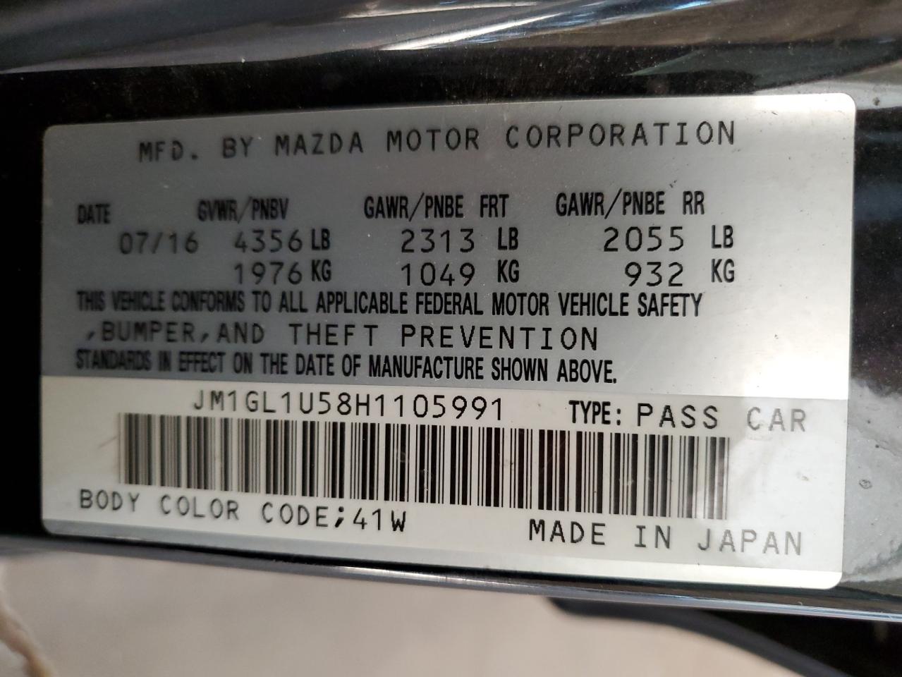 2017 Mazda 6 Sport VIN: JM1GL1U58H1105991 Lot: 81775795