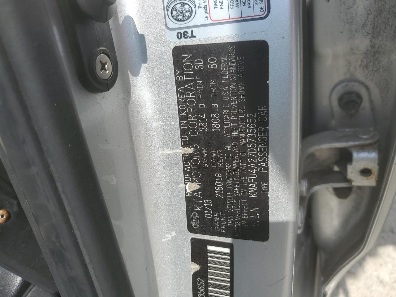 2013 Kia Forte Ex VIN: KNAFU4A27D5735652 Lot: 70911625