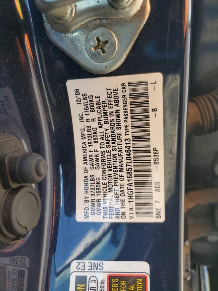 2007 Honda Civic Ex VIN: 1HGFA16857L046413 Lot: 71244535